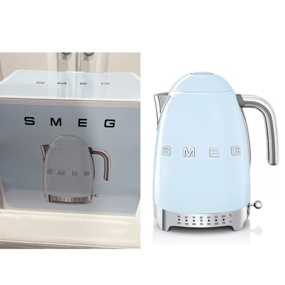 SMEG '50s Retro Style Variable Temperature Electric Kettle Tea Pot Blue - NEW - Picture 1 of 8